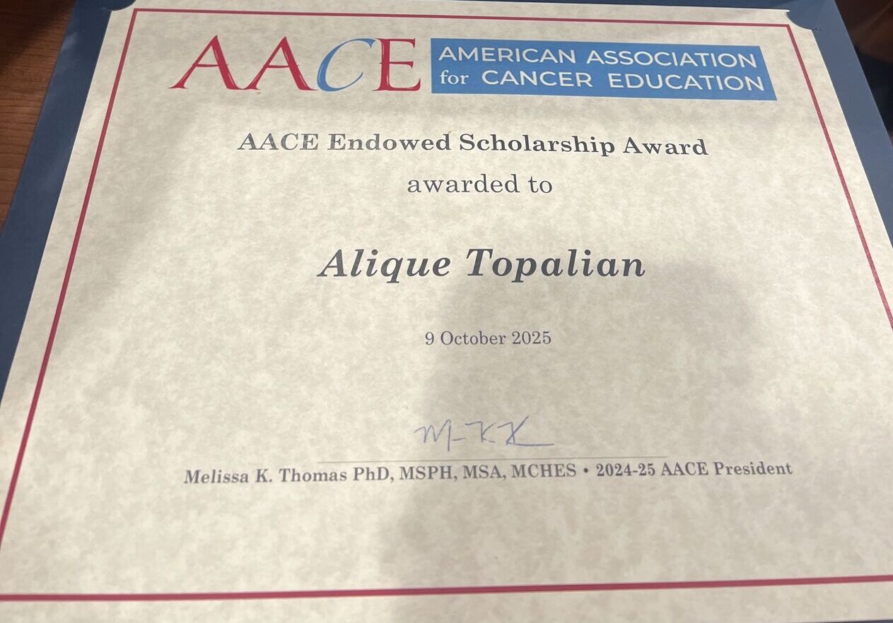 Alique Topalian: Proud to be a Recipient of the AACE Endowed Scholarship Award