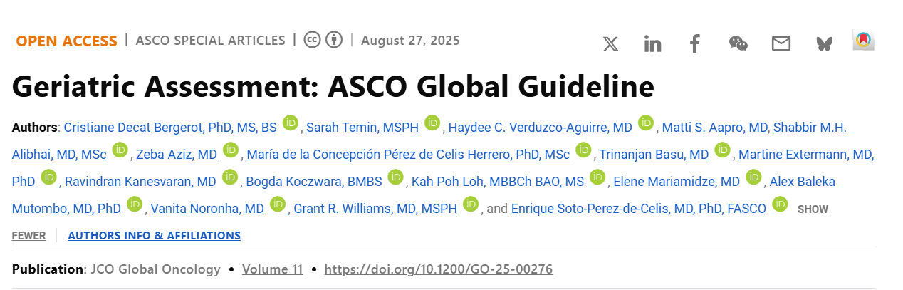 Enrique Soto: New ASCO Global Guideline on Geriatric Assessment 2 Enrique Soto: New ASCO Global Guideline on Geriatric Assessment