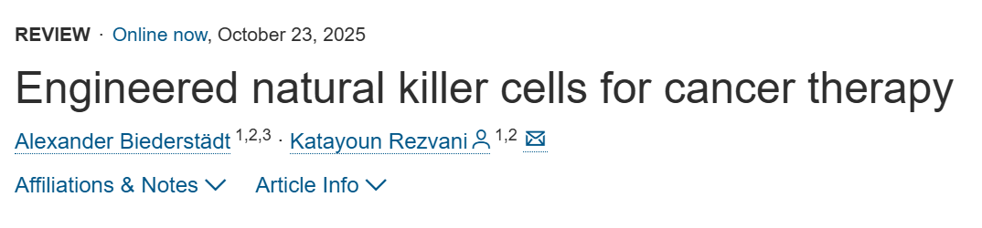 Katy Rezvani: Comprehensive Overview of Engineered Natural Killer Cells for Cancer Therapy