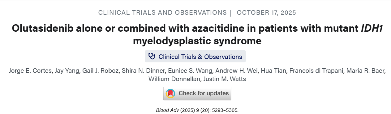 Talha Badar: Olutasidenib Alone or Combined with Azacitidine in Mutant IDH1 MDS 3 Talha Badar: Olutasidenib Alone or Combined with Azacitidine in Mutant IDH1 MDS