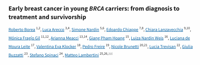Roberto Borea: Early Breast Cancer in Young BRCA Carriers - From Diagnosis to Treatment and Survivorship