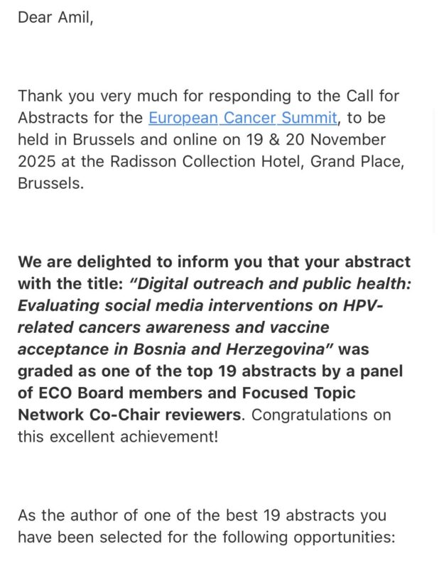 Amil Družić: Our Abstract has been Selected Among the Top 19 Presentation at the ECS 2025