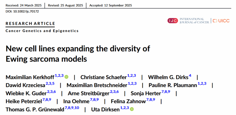 Uta Dirksen: Our New Paper on Novel and Deeply Characterized Ewing Sarcoma Cell Lines