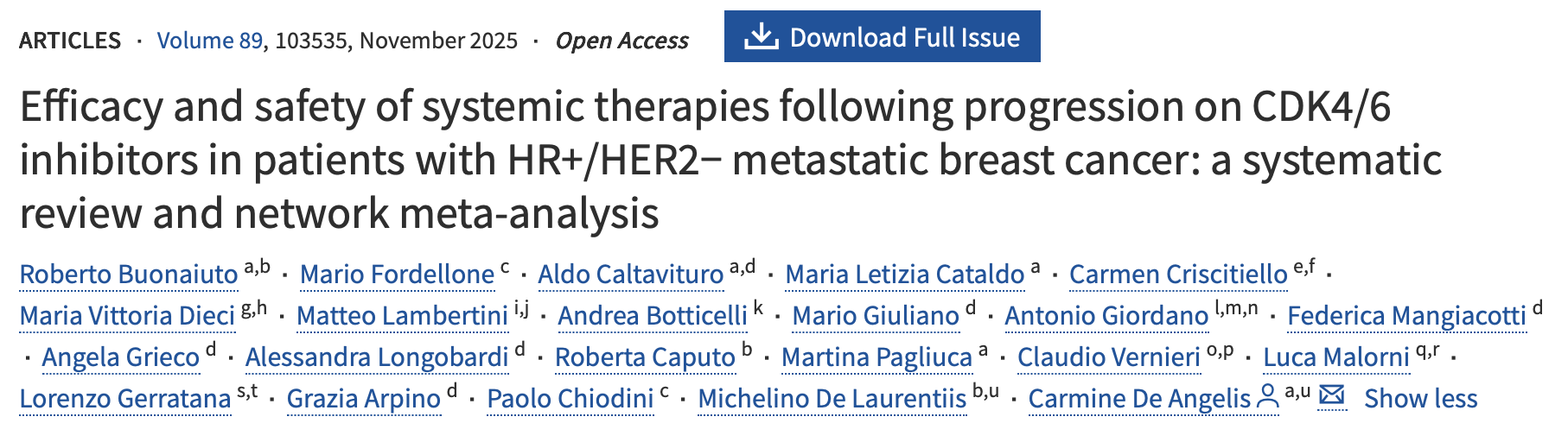 Carmine De Angelis: Systemic Therapies After Progression on CDK4/6 Inhibitors in HR+/HER2− mBC