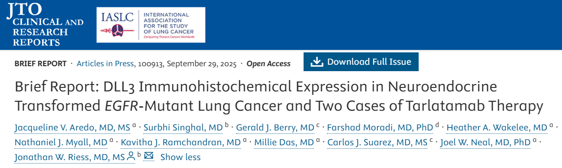 Stephen V Liu: DLL3 Expression in EGFR NSCLC after SCLC Transformation