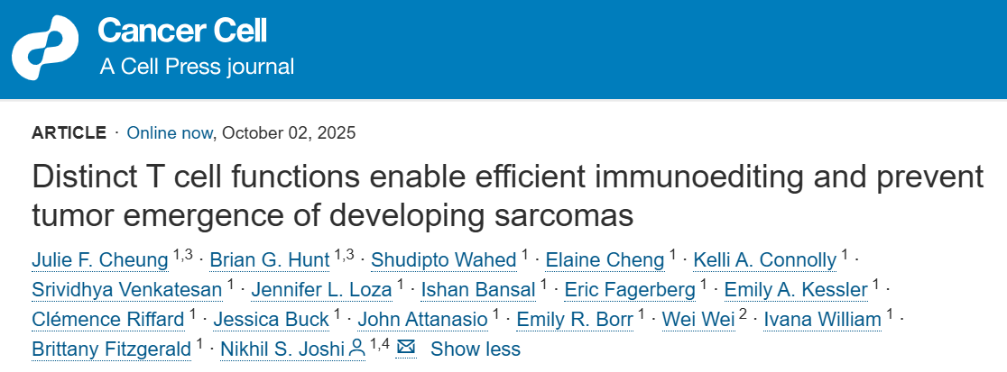 Nik Joshi: How T Cells Mediate Efficient Immunoediting in Early Sarcomas