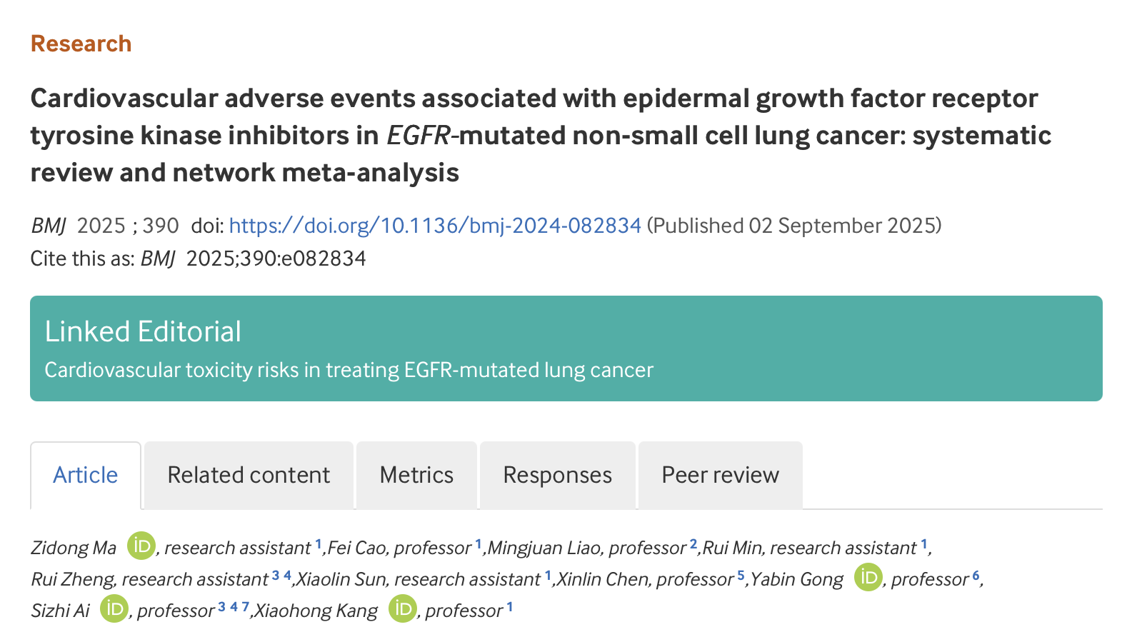 Katsuaki Maehara: Cardiovascular Adverse Events Associated with EGFR-TKIs Administration