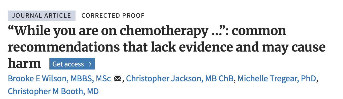Is There Evidence Behind Common Precautions People Take While on Chemotherapy? - Common Sense Oncology