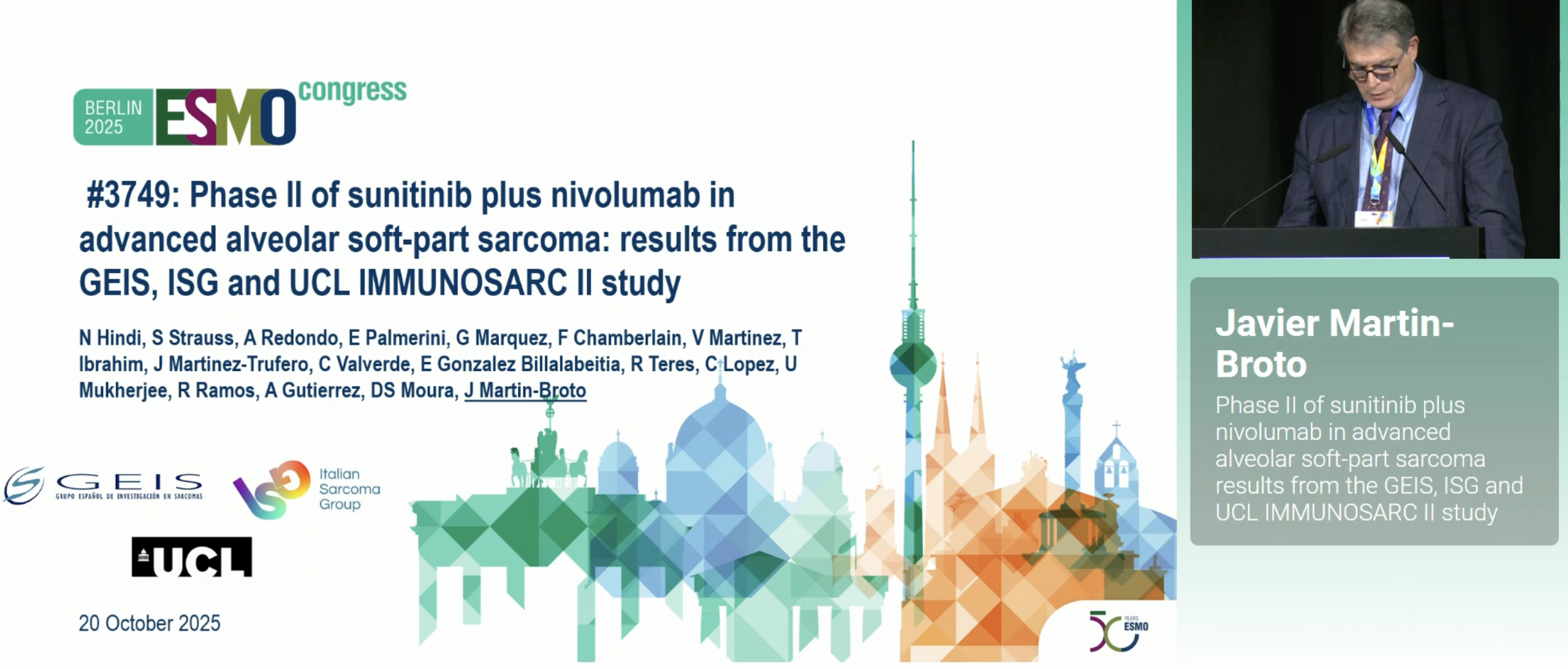 javier Martin broto esmo 2025 immunosarc sarcoma trial