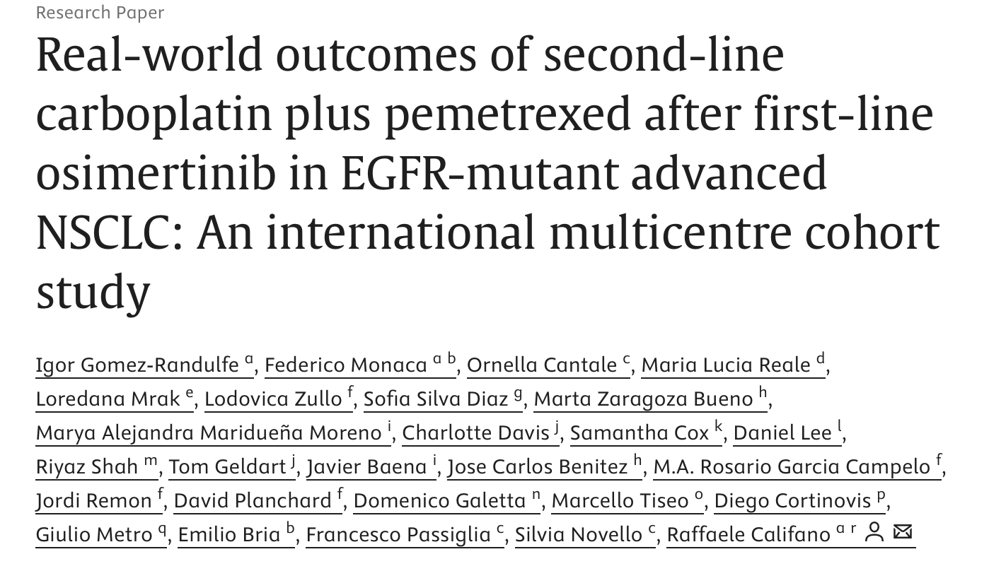 Martín Igor Gómez-Randulfe: Carboplatin+ Pemetrexed After First-line Osimertinib in EGFR-mutant Advanced NSCLC