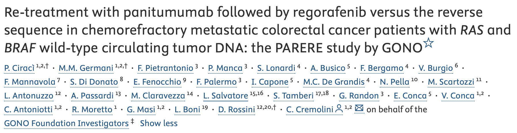 Paolo Ciracì: Final Results of the PARERE Study 2 Paolo Ciracì: Final Results of the PARERE Study