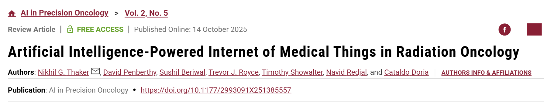 Nikhil Thaker: AI-Powered Internet of Medical Things in Radiation Oncology 2 Nikhil Thaker: AI-Powered Internet of Medical Things in Radiation Oncology