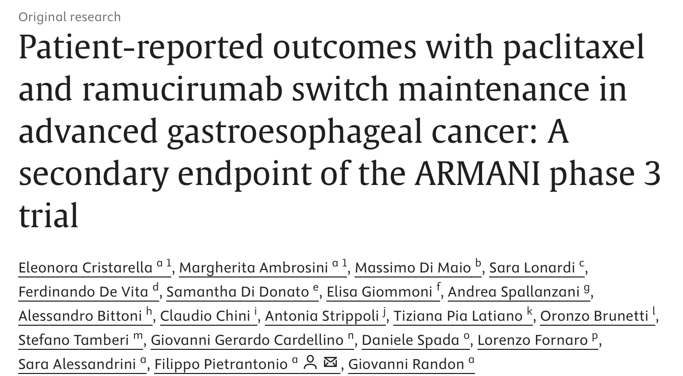 Eleonora Cristarella: Switch Maintenance with Paclitaxel and Ramucirumab Significantly Delays Quality of Life Deterioration 2 Eleonora Cristarella: Switch Maintenance with Paclitaxel and Ramucirumab Significantly Delays Quality of Life Deterioration
