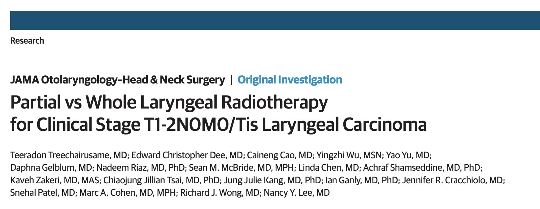 Edward Christopher Dee: Partial vs Whole Laryngeal Radiotherapy in Early Laryngeal Carcinoma