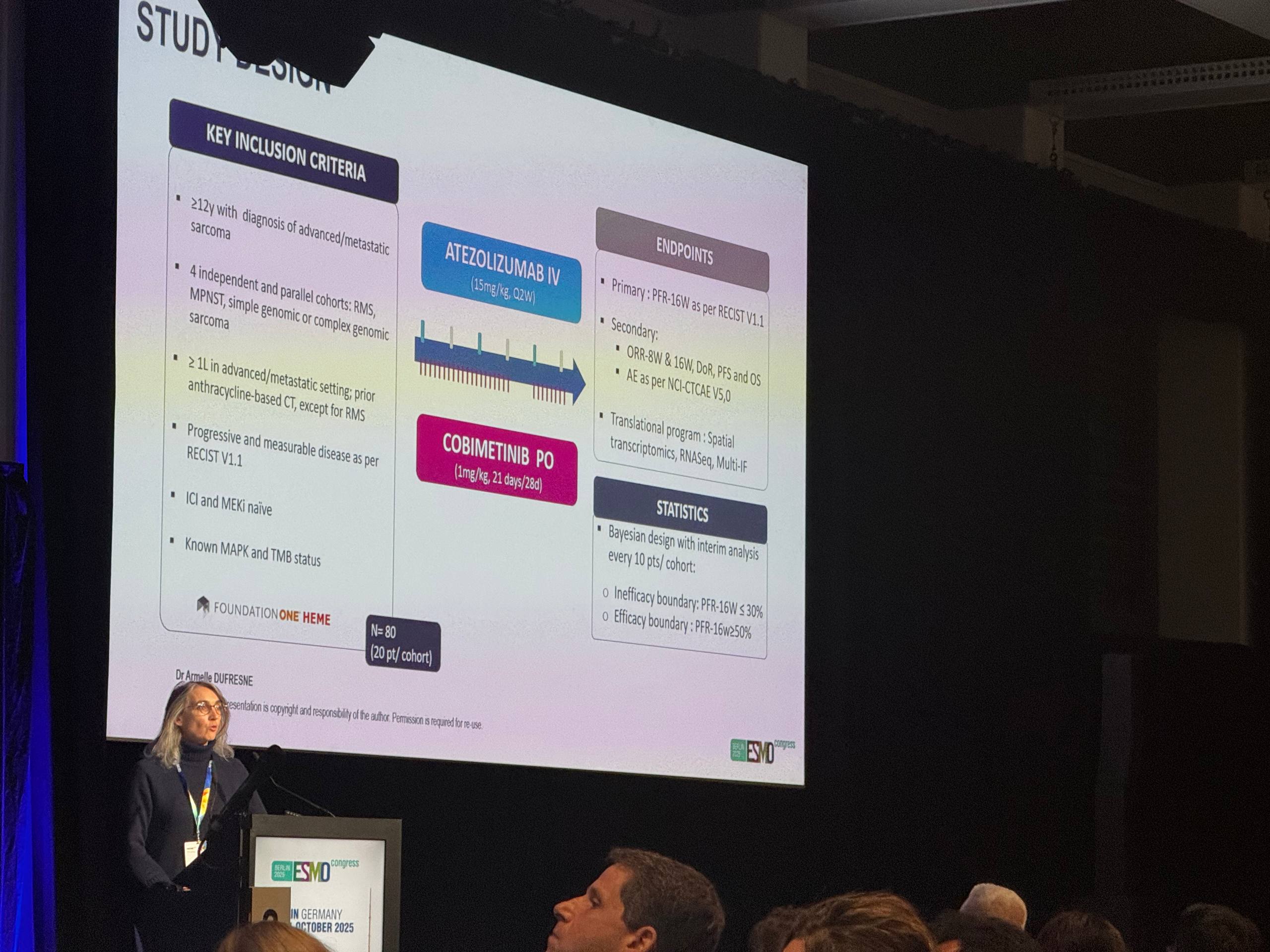 COTESARC Trial at ESMO 2025: MEK + PD-L1 Blockade in Advanced STS (Phase I–II) 2 cotesarc trial esmo 2025 study design