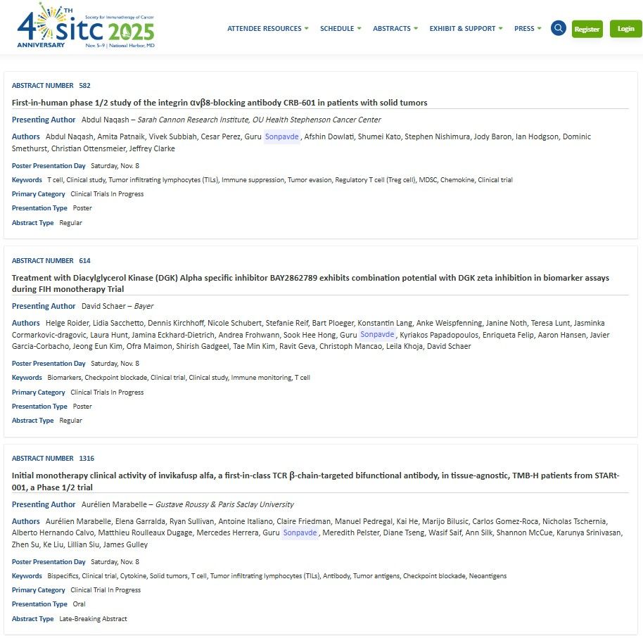 Guru Sonpavde: SITC 2025 Presentations