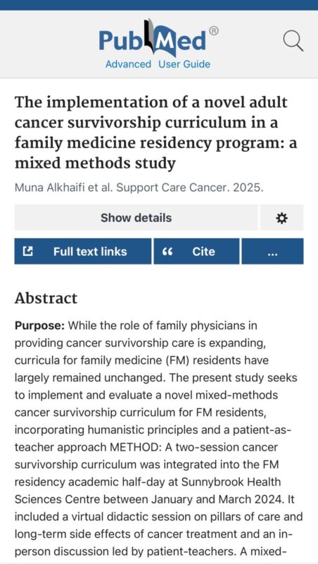 Muna Al-Khaifi: Launching a Survivorship Curriculum to Prepare Doctors for Long-Term Cancer Care 2 Muna Al-Khaifi: Launching a Survivorship Curriculum to Prepare Doctors for Long-Term Cancer Care