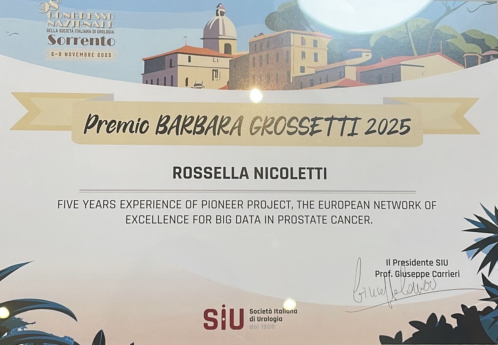 Rossella Nicoletti: Honored to Receive the Barbara Grossetti Award 2025 for Best Urology Thesis