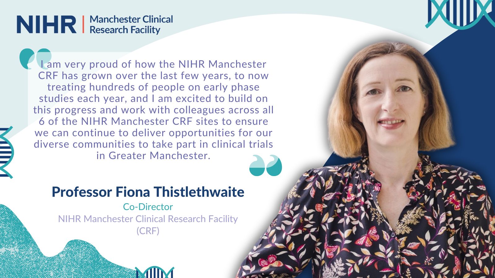 Fiona Thistlethwaite Has Been Appointed as Co-Director of the NIHR Manchester Clinical Research Facility