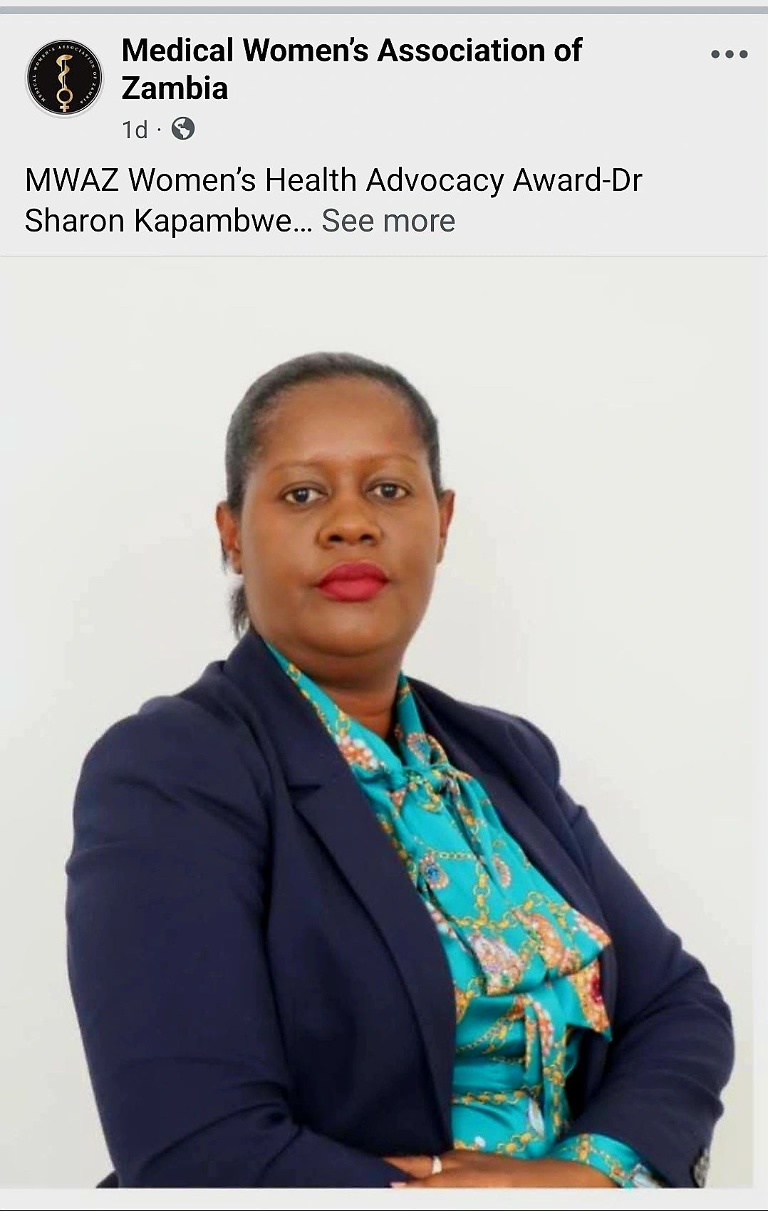 Sharon Kapambwe: Honoured to Receive the Women's Health Advocacy Award from the MWAZ