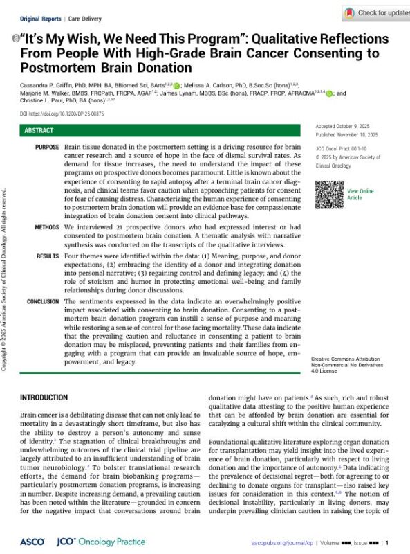 Cassandra Griffin: Patient Voices in Brain Cancer Biobanking 2 Cassandra Griffin: Patient Voices in Brain Cancer Biobanking