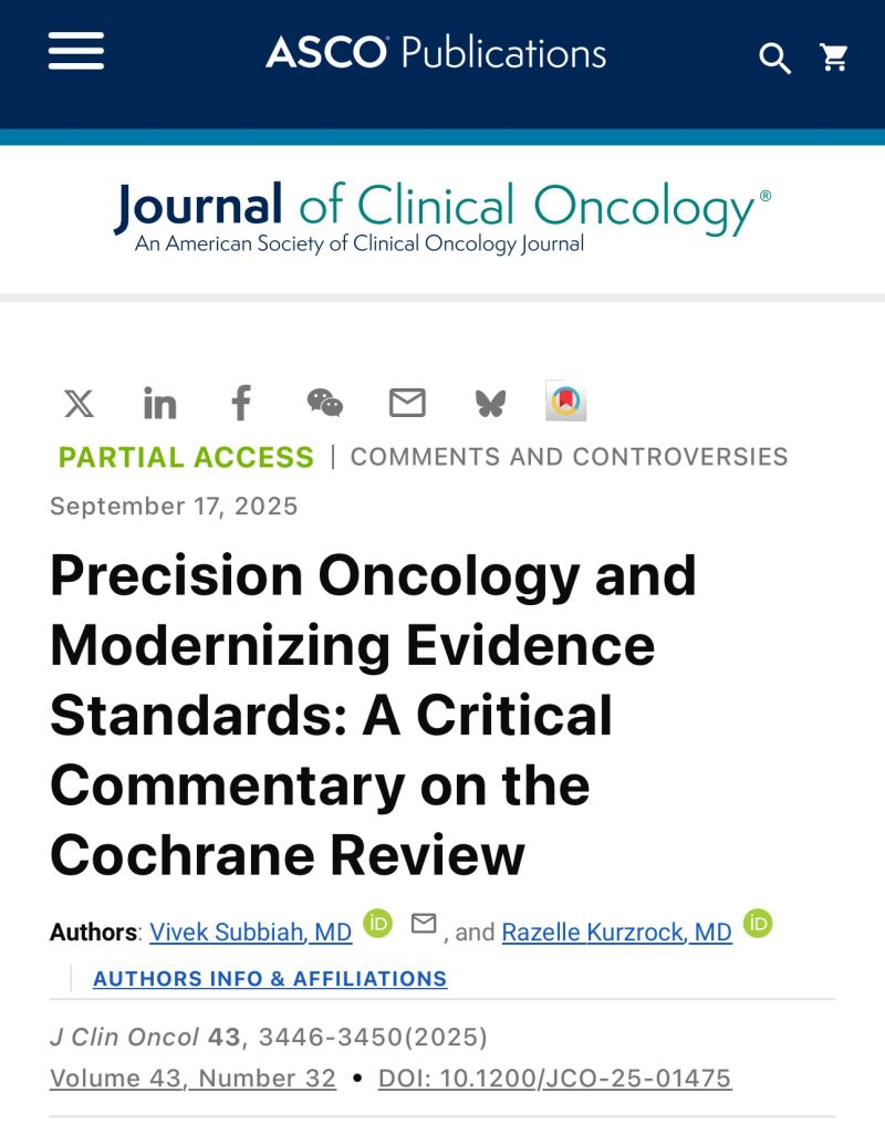 Vivek Subbiah: Precision Oncology and Modernizing Evidence Standards ...