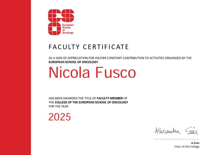 Nicola Fusco Has Been Named Honorary Faculty Member of the College of ESO