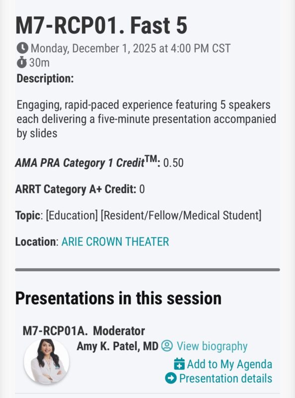 Amy Patel: FAST 5 Session Ahead of RSNA Annual Meeting