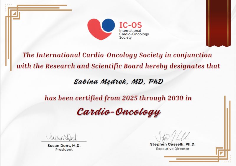 Sebastian Szmit: Proud to See Dr. Sabina Mędrek Earn Her ICOS Certification