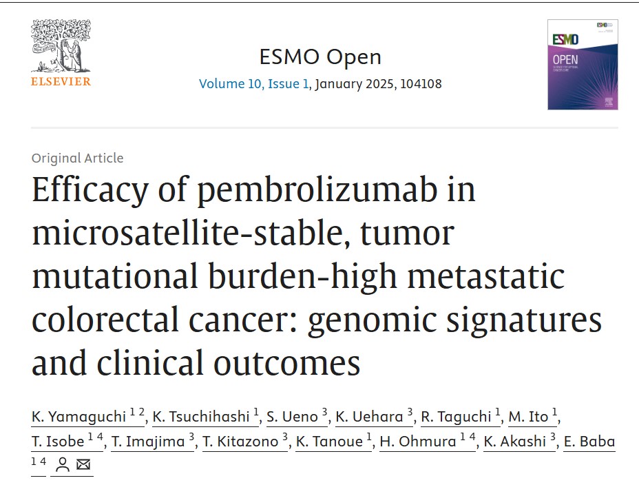 Daisuke Kotani: Insights from Recent Studies on Immunotherapy in MSS and TMB-High GI Cancers 2 Daisuke Kotani: Insights from Recent Studies on Immunotherapy in MSS and TMB-High GI Cancers
