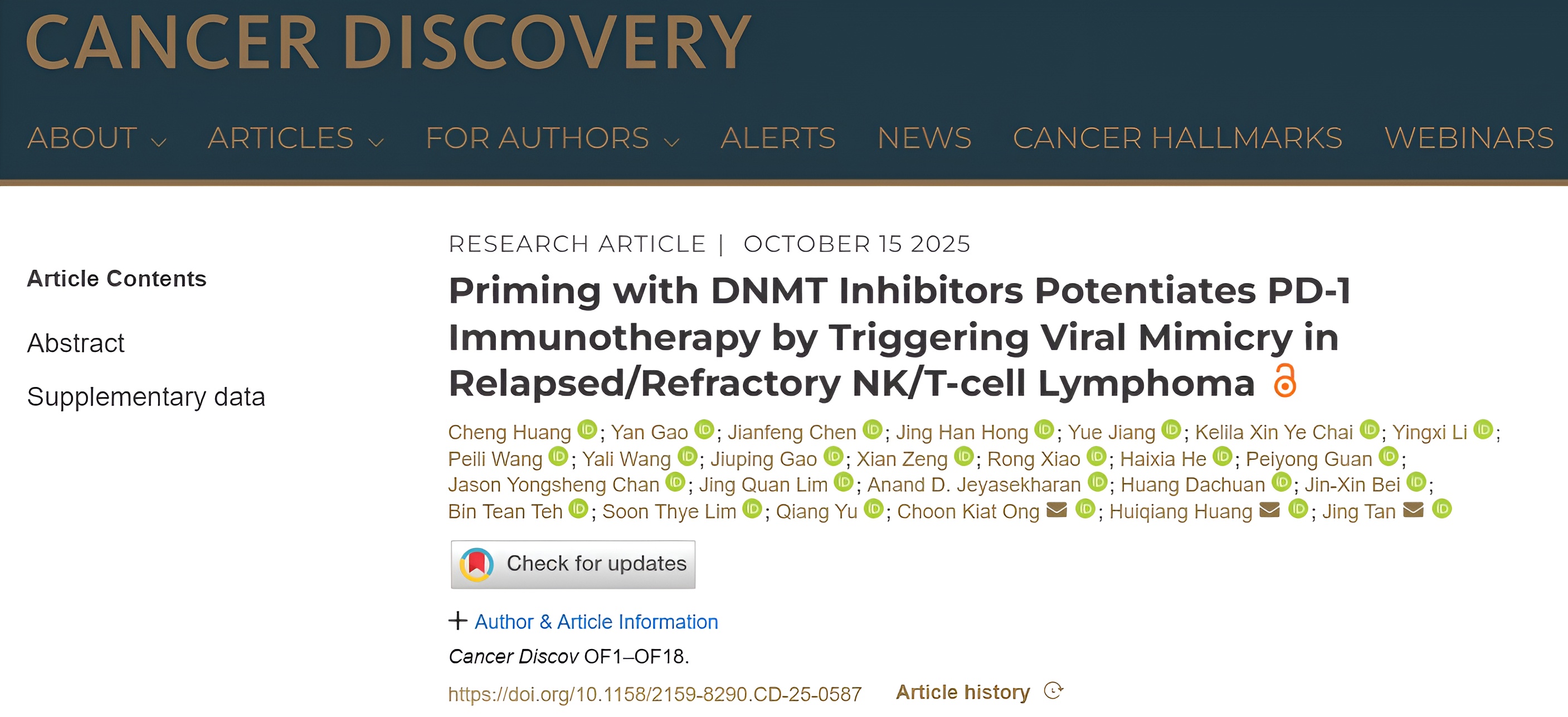 Daniel De Carvalho: Breakthrough in Viral Mimicry and Immunotherapy for NK/T-Cell Lymphoma