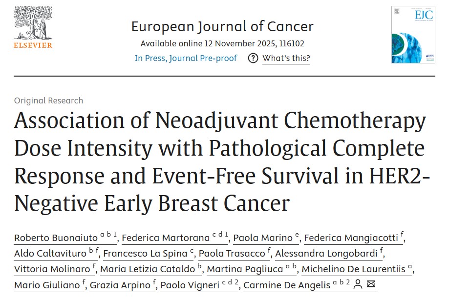 Carmine De Angelis: Dose Intensity Drives Better Outcomes in Early Breast Cancer 2 Carmine De Angelis: Dose Intensity Drives Better Outcomes in Early Breast Cancer