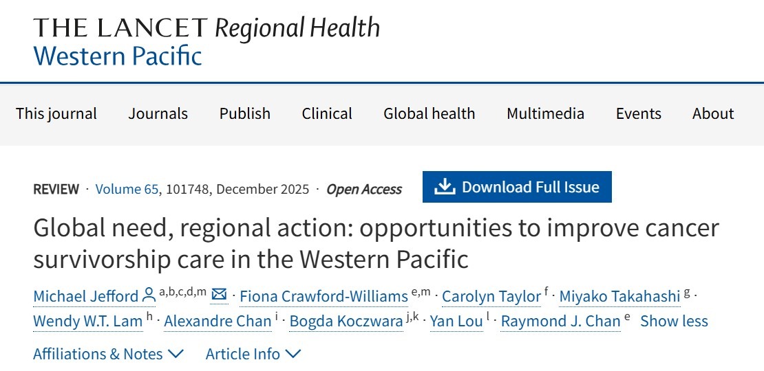 Michael Jefford: Opportunities to improve cancer survivorship care in the Western Pacific