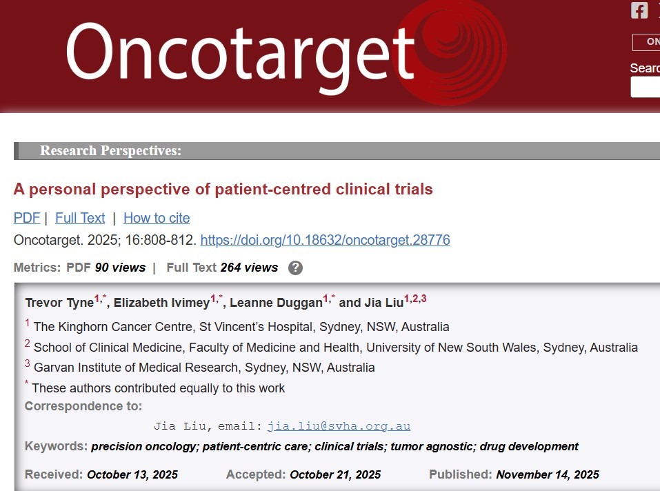 Jia (Jenny) Liu: Patient Led Study on Human Centred Clinical Trials 2 Jia (Jenny) Liu: Patient Led Study on Human Centred Clinical Trials