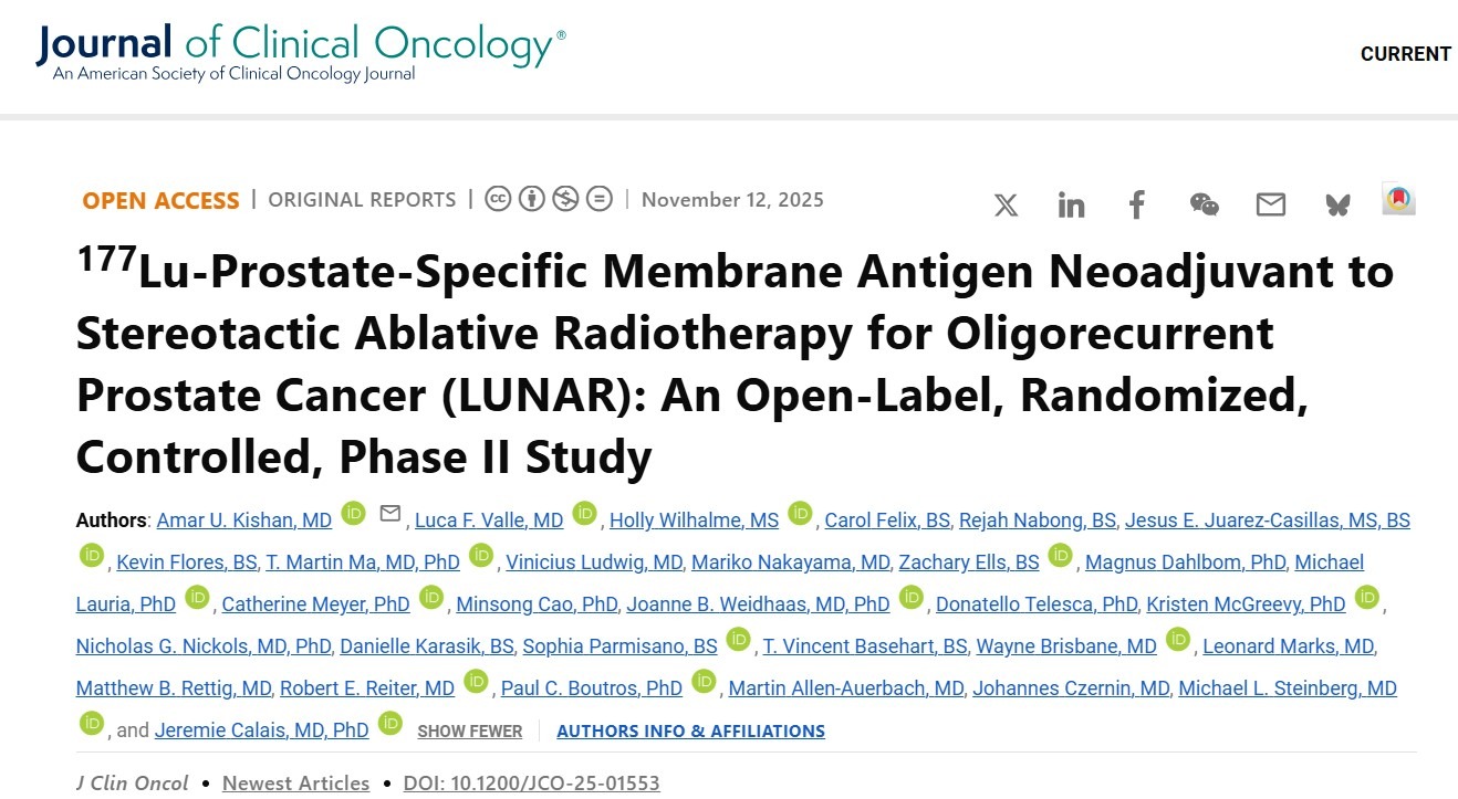 Adam Weiner: LUNAR Phase II Trial Results in Oligorecurrent Prostate Cancer 2 Adam Weiner: LUNAR Phase II Trial Results in Oligorecurrent Prostate Cancer