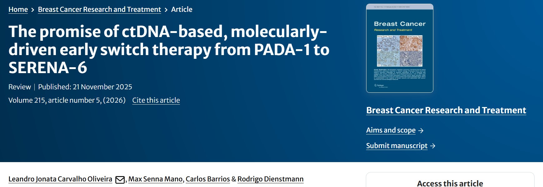 Leandro Jonata Carvalho Oliveira: The Promise of ctDNA-Guided Therapy in HR+ Metastatic Breast Cancer