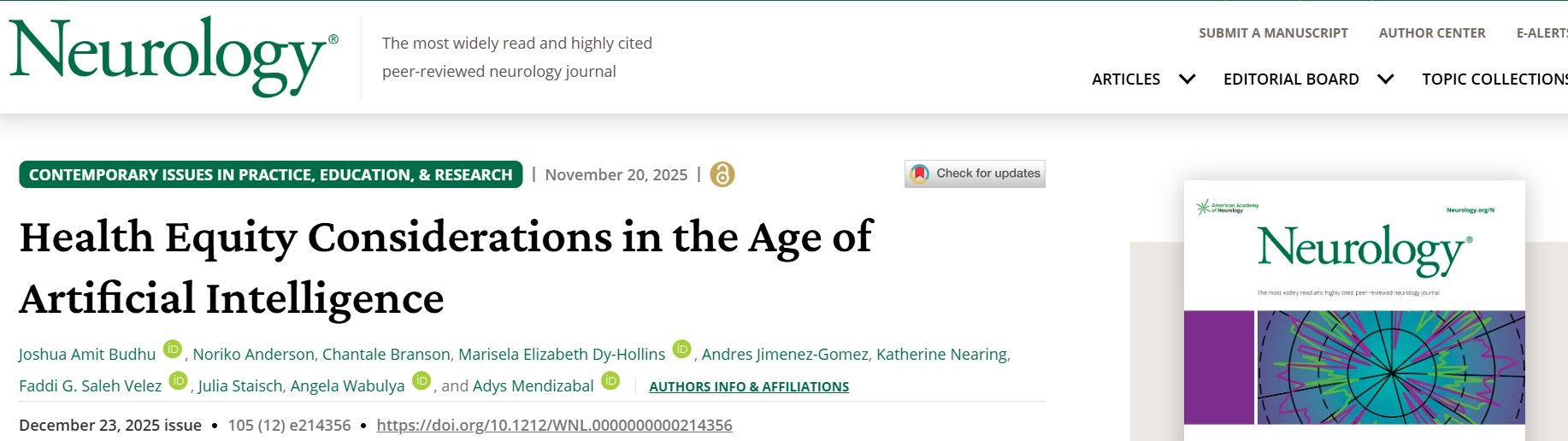 Joshua Budhu: Artificial Intelligence for Equitable Neurology Care