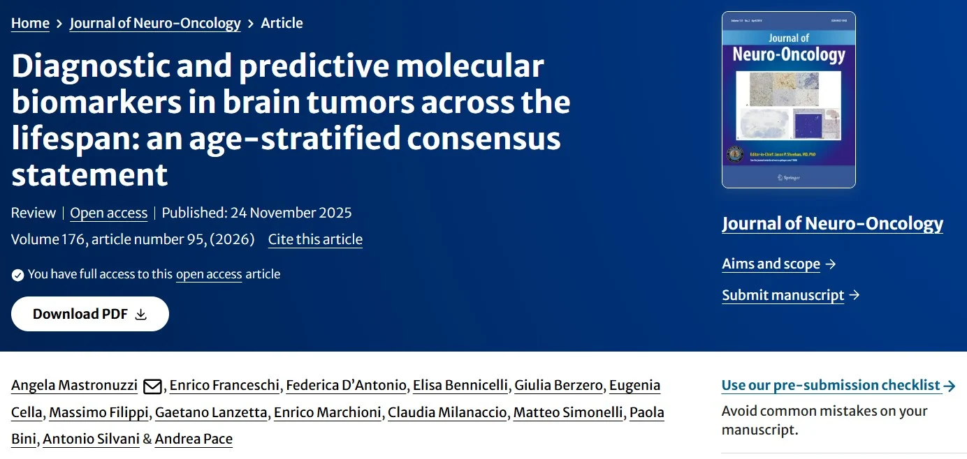 Angela Mastronuzzi: Age-Stratified Consensus on Molecular Biomarkers in Brain Tumors