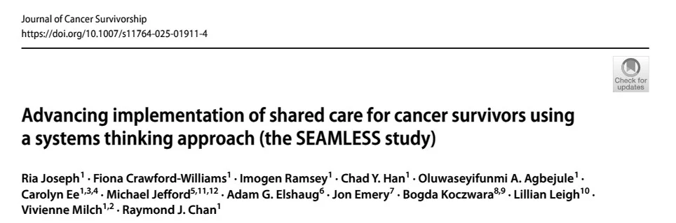 Raymond Chan: The SEAMLESS Study on Improving Cancer Survivorship Care