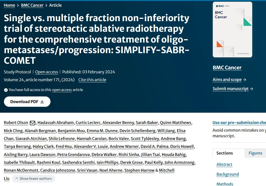 Robert Olson: Single vs Multi-Fraction SABR for Oligometastatic Disease 2 Robert Olson: Single vs Multi-Fraction SABR for Oligometastatic Disease