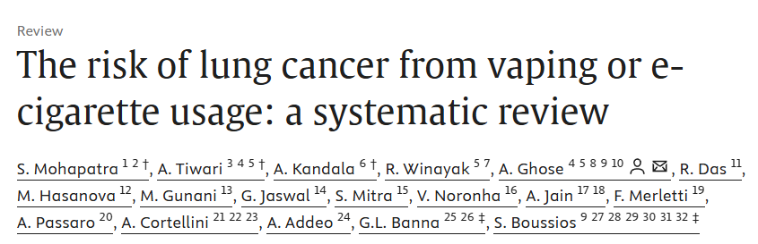 Giuseppe Banna: Vaping and Lung Cancer - Our Systematic Review Raises Serious Concerns 3 Giuseppe Banna Vaping and Lung Cancer
