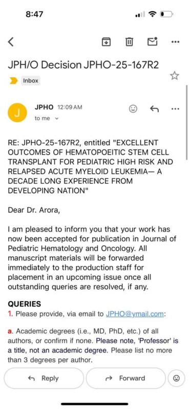 Rahul Bhargava: Proud Moment for FMRI Pediatric Hematology and BMT Team 2 FMRI