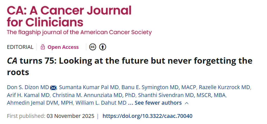 A Cancer Journal for Clinicians Celebrates 75 Years in Publication - ACS Journals