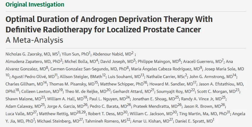 Nicholas Zaorsky: Optimal Duration of ADT With Definitive Radiotherapy for Localized Prostate Cancer 3 Nicholas Zaorsky: Optimal Duration of ADT With Definitive Radiotherapy for Localized Prostate Cancer