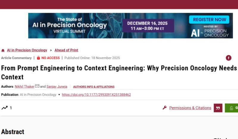 Nikhil Thaker: Publication Alert - Prompts in Oncology AI