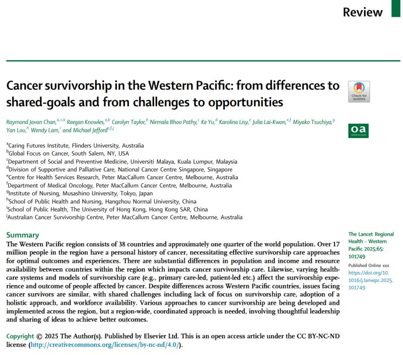 Raymond Chan: Major Opportunities to Support The More Than 13 Million Cancer Survivors Across Western Pacific 2 Raymond Chan: Major Opportunities to Support The More Than 13 Million Cancer Survivors Across Western Pacific