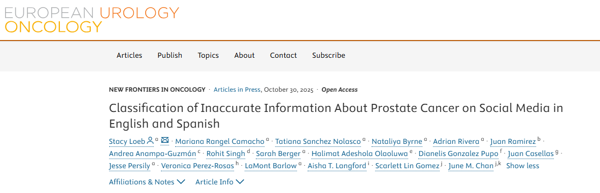 Andrea Anampa-Guzmán: Misinformation on Prostate Cancer Across Social Media