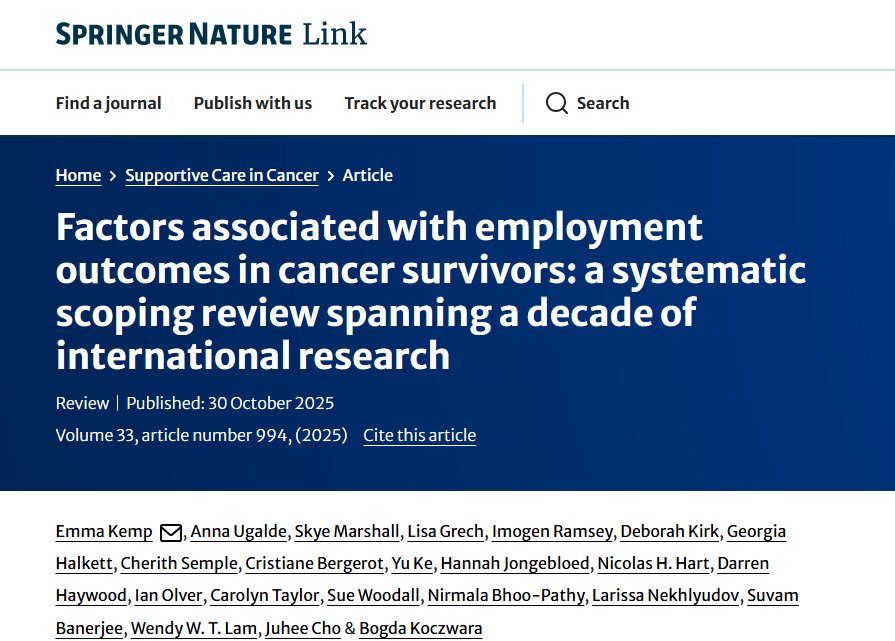 Emma Kemp: Factors Affecting Employment Outcomes in Cancer Survivors 2 Emma Kemp