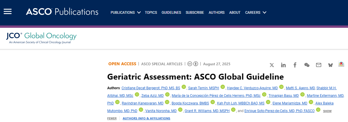 Cristiane D Bergerot: ASCO Global Guideline on Geriatric Assessment 2 Cristiane D Bergerot
