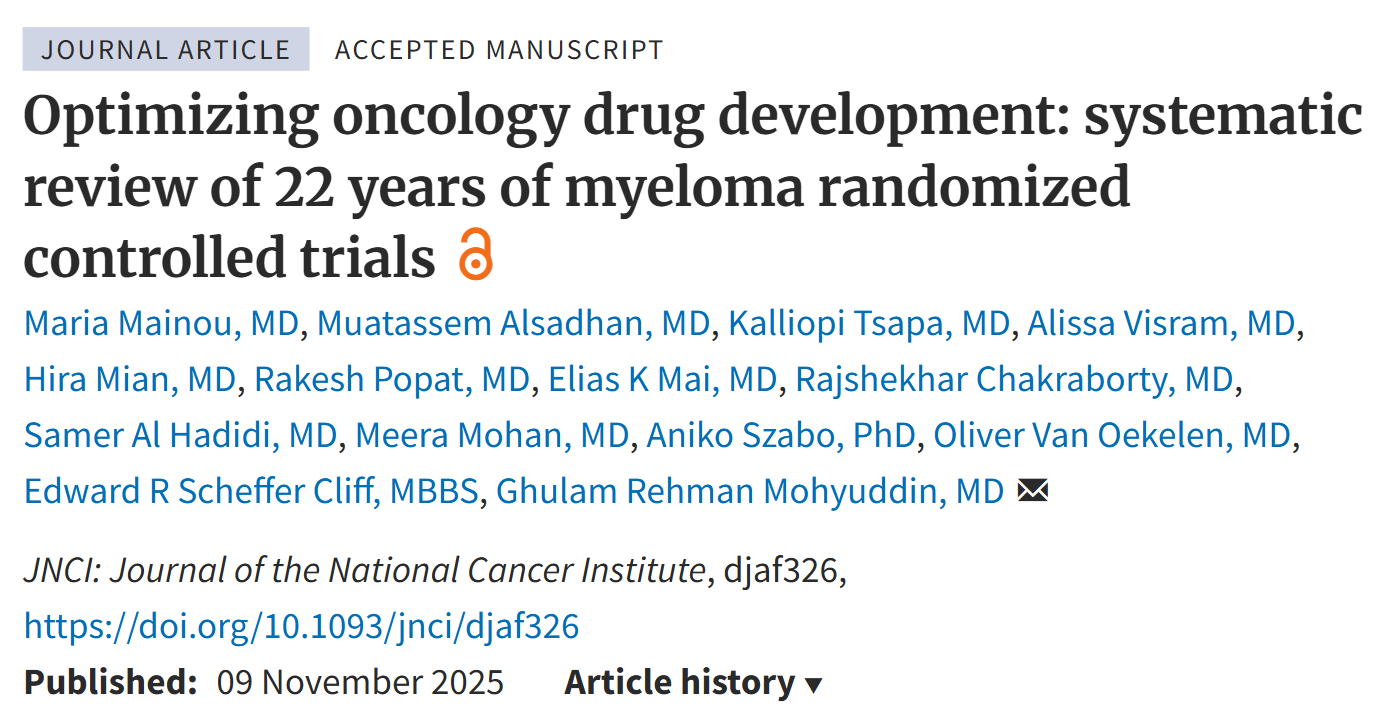 Eddie Cliff: Reviewing 20 Years of RCTs in Myeloma for Lessons in Drug Development
